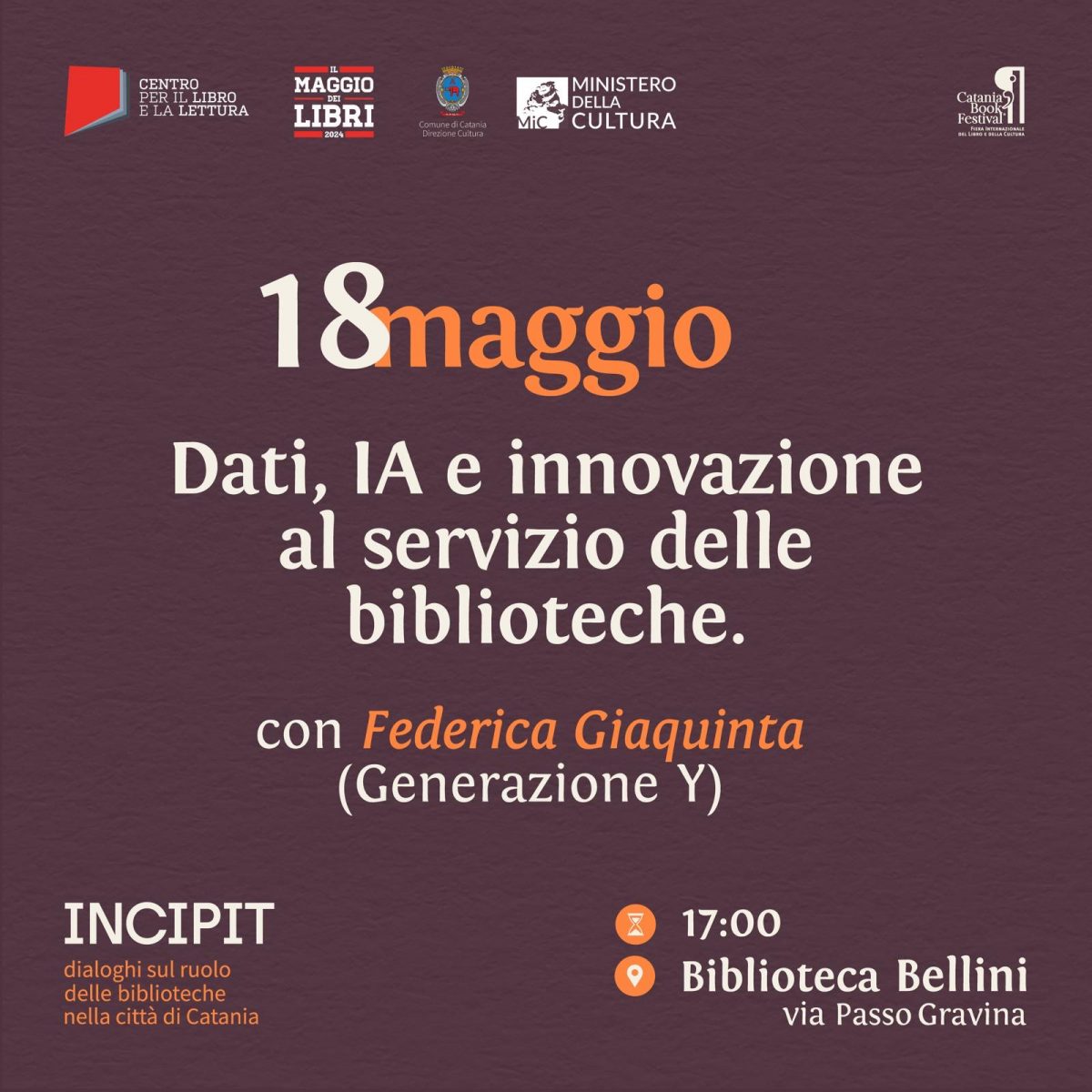 Evento 18 maggio "Dati, IA e innovazione al servizio delle Biblioteche"